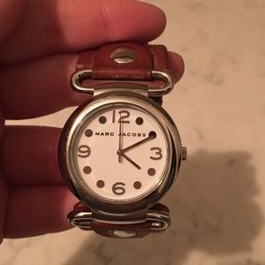 Marc Jacobs Brown Leather Watch with Silver Detail